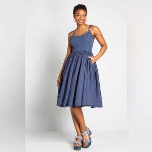 NWOT Modcloth Cotton 50s Style Dress With Pockets Sz. 14